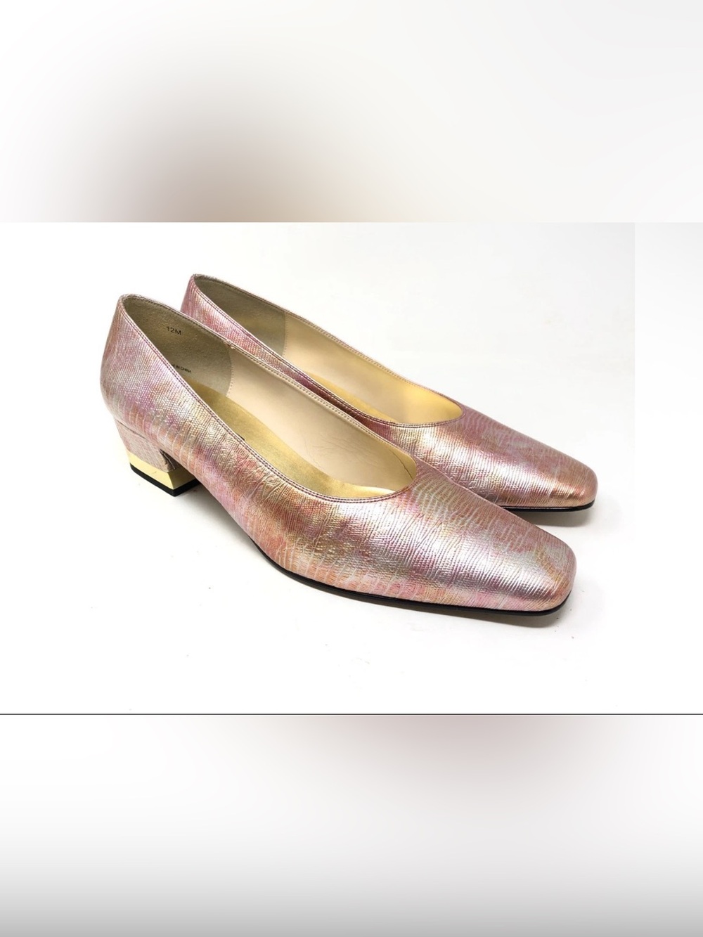 Beautiful Vintage Metallic Pink Heels with Gold Accents ~ Women’s 12 M